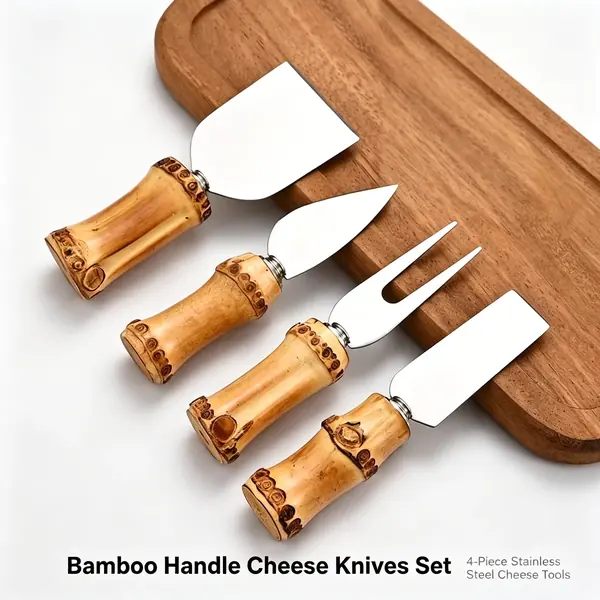 Bamboo Cheese Knives — 4-Piece Node Handle