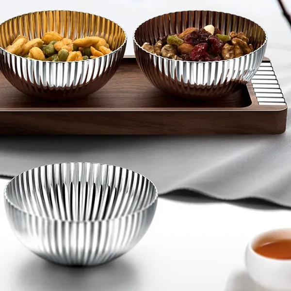 Stainless Bowls & Wood Tray Set — Yuanbao