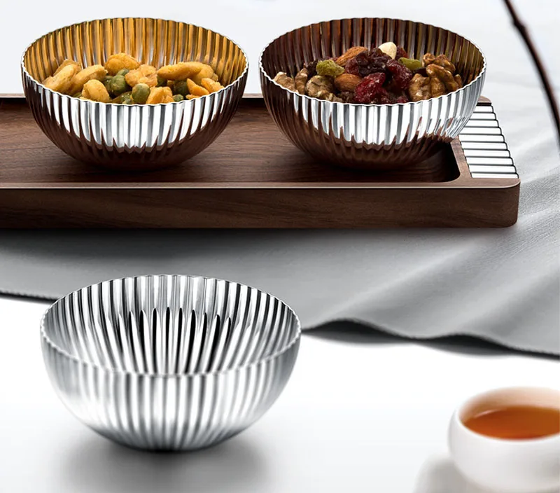 Stainless Bowls & Wood Tray Set — Yuanbao